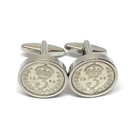 Premium 1926 Lucky Silver Threepence cufflinks for a 99th Birthday cufflinks