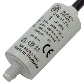 Lumonic Starting Capacitor Ducati 416.17.71 B [Includes Cable 35cm] | Motor Capacitor 1µF 475V 25 x 49 mm I Capacitor in Insulated Plastic Housing