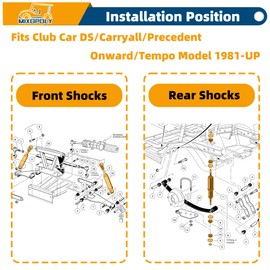 MIXOPOLY Golf Cart Shock Absorbers Kit for Club Car DS/Carryall/Precedent/Onward/Tempo Model 1981-UP, Front Rear Shocks Replaces OEM 1014235 1015813 102588601 1010991 1014236 1013164 102588501 1012183