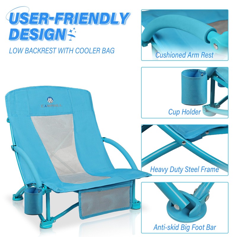 Beach Chairs for Adults 2 Pack,Heavy Duty Folding Low Back
