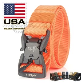 Tushi 8 Colors Magnetic Tactical Belt Quick Release Buckle Nylon Fashion Adjustable  - Orange