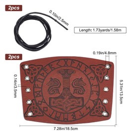 GORGECRAFT Pack of 2 Leather Cuff Bracelets, Medieval Armour, Bracers, Hammer Pattern, Wrist Band Protection, Archery, Buckle, Bracers, Unisex Leather Cuffs (Coconut Brown)