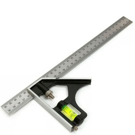 300MM(12”) Adjustable Combination Square Set Right Angle Ruler Adjustable Carpentry Square Stainless Steel, Ruler Measurement Tools Degree with Bubble Level For Engineer