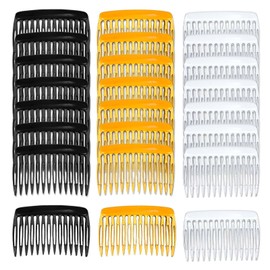 Nogeqi 24PCS French Hair Comb Clips for Styling, 14 Teeth Decorative Hair Side Combs for Women Girls Fine Thin, Vintage French Combs for Bridal Wedding Veil(Black, Light Coffee, Transparent)