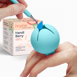 iVyne Handi Berry - Vinyl Weeding Scrap Collector, Portable Handheld Scrap Collector Ring, Weeding Tools for Vinyl Heat Transfer, HTV Crafting & Adhesive Paper Sheets Holder (Blue)