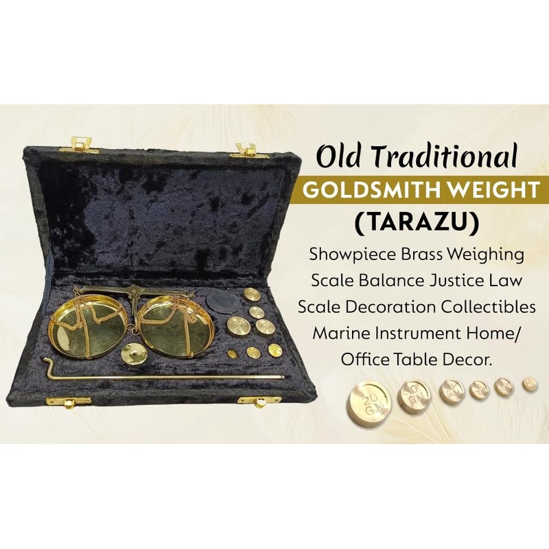 Antique Traditional Goldsmith Brass Weighing Scale Balance Justice Law Scale