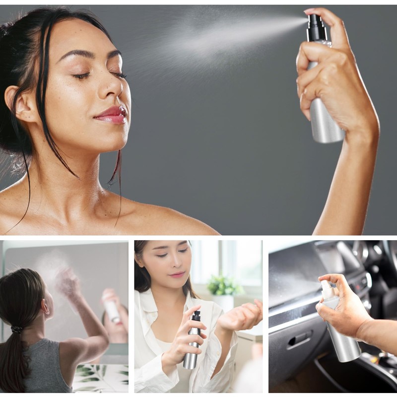 HARFINGTON 3pcs Aluminum Fine Mist Spray Bottles 150ml/5oz Metal Small