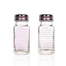 1st Choice Salt and Pepper Shakers with Stainless Tops Set of 2 (Striped rectangular Shakers)
