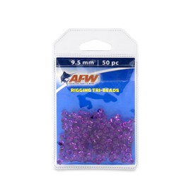 AFW Rigging Tri-Bead | Purple, Durable Fishing Beads | 9.5 x 9.5 mm / 3.432 mm I.D. | 50 pc