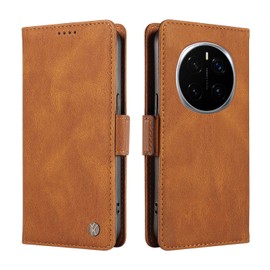 ILING Case for HONOR Magic 7 Pro 5G, Ultra-thin Leather PU Skin Wallet Cover Flip Folio Shockproof Case with Card Slots, Kickstand, Magnetic Close, RFID Blocking (Brown)