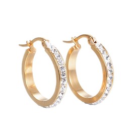 Aretes Arracadas Coquetas Acero Inoxidable Zirconias Blancas (Dorado)