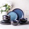 LERATIO Ceramic Dinnerware Sets for 4,Stoneware Coupe Plates and Bowls