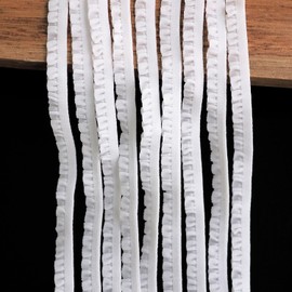 Youmeizer - Cinta elástica de encaje ultra estrecho de 10 yardas con volantes plisados, encaje de hoja de loto para costura, accesorios de ropa para el hogar (blanco, ancho de 6 mm/0.23 pulgadas)