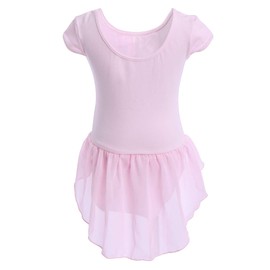 OBEEII Toddler Kid Girl Cap Sleeve Ballet Dress High Low Skirted Leotard Ballerina Gymnastic Dancewear Activewear Costume (Pink, 18-24 Months)