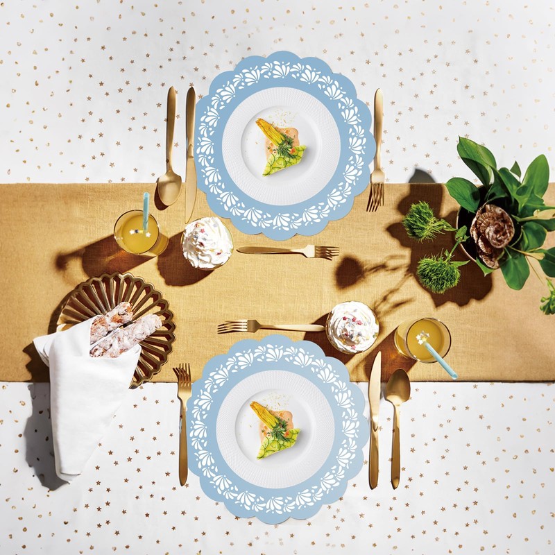 100pcs Blue Cielito Lindo Paper Placemats, HYMENEX Mexican Table Mats