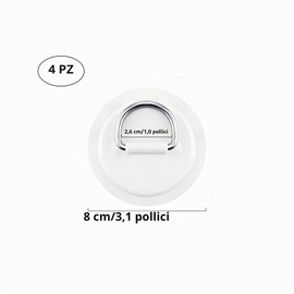 4 pezzi di toppe in PVC con anello D in acciaio inox per gommoni, SUP, kayak, SUP board, stand-up paddleboard, toppe in PVC con anello D per gommoni senza colla inclusa