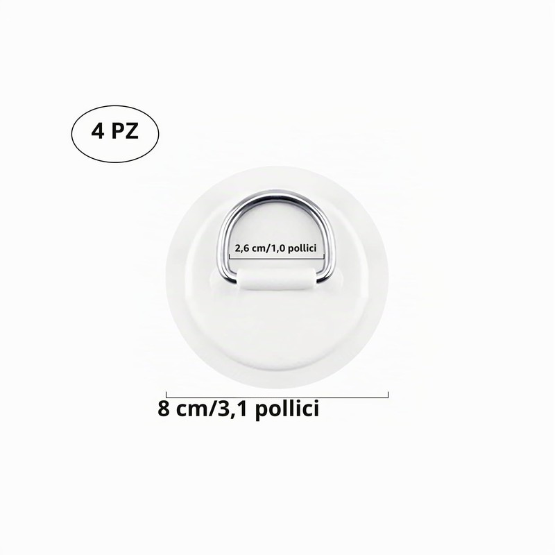 4 pezzi di toppe in PVC con anello D in