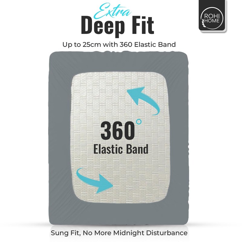 Rohi® Double Fitted Sheet with Two Pillowcases – 25cm Depth