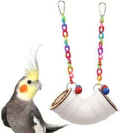 Bird Toys, Bird Foraging Toys with Wooden Lids and Colorful Plastic Decor, Cage Accessories for African Grey, Budgie, Cockatiel, Lovebird, Quaker, Caique, Green Cheek, Small to Medium Birds