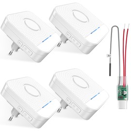 BITIWEND Wireless Signal Transmission Extension Set Doorbell and Chime Forwarding 1 Radio Converter + 4 Sockets Receiver for Existing Bell Systems (Built-in Transmitter 3-24 V AC/DC)
