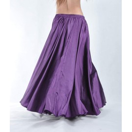 Aivtalk Belly Dance Long Satin Full Circular Swing Dance Skirt Purple