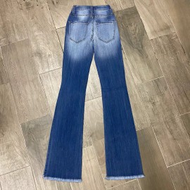 Vibrant MIU Women’s Jeans Size 0 Blue BELL BOTTOM Bootcut Stretch Denim 23x31