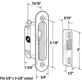 Prime-Line E 2079 Mortise Lock, 3-7/8 In. Mounting Holes On Center, Aluminum Housing, 45 Degree Keyway, Round Faceplate (Single Pack)
