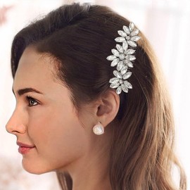 Easedaily Peine de novia para el cabello de novia con cristales plateados, accesorios para el cabello para mujeres y niñas
