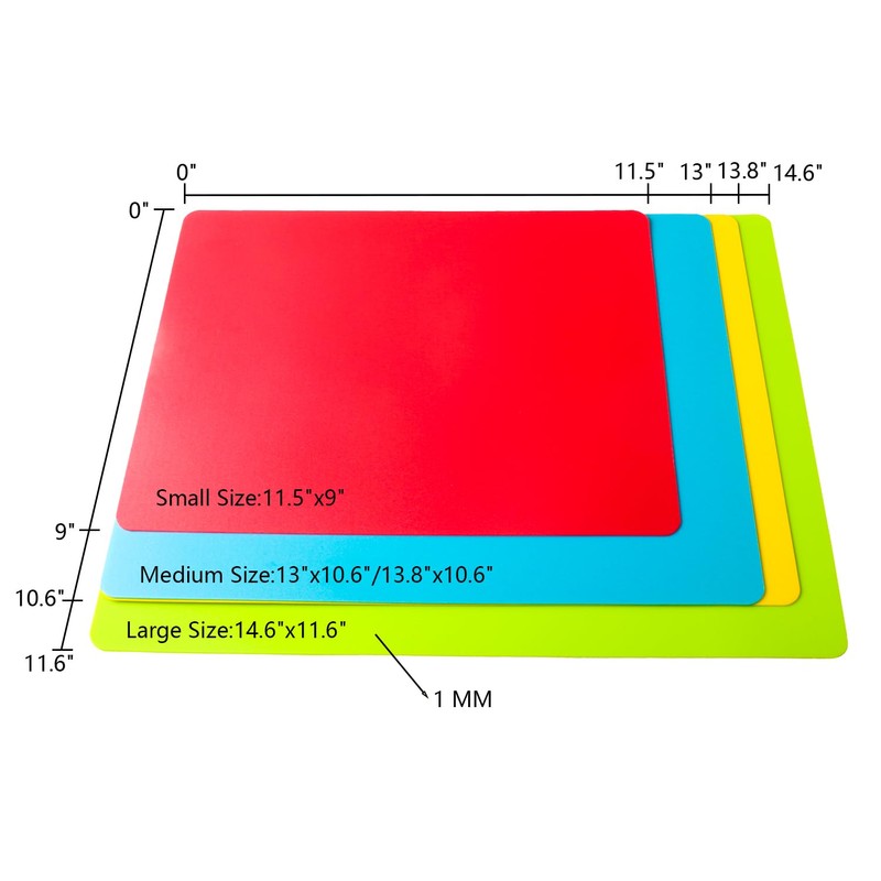 4 Pieces Flexible Cutting Board mats, Plastic Cutting Boards for