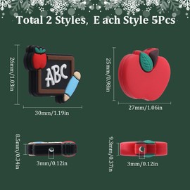 SUNNYCLUE 1 Box 10Pcs Teacher Silicone Beads School Silicone Focal Beads Double Sided Chalkboard Red Apple Silicone Focal Beads Large Rubber Beads for Beadable Pens Teacher Appreciation Gift Lanyards