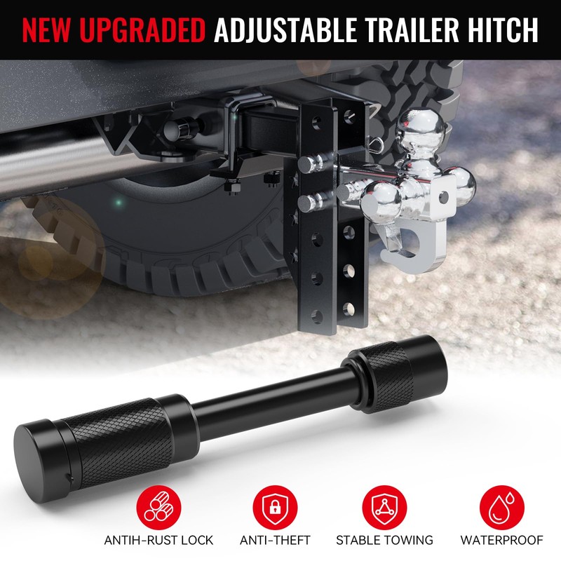Adjustable Trailer Hitch, 6 Inch Drop/Rise Ball Mount Hitch with