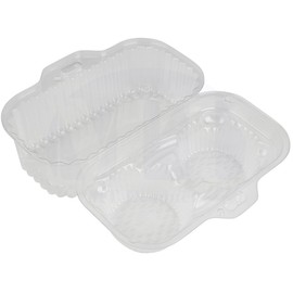 Two Compartment Hinged Clear Cupcake or 2 Muffin Takeout Container by MT Products - (15 Pieces)