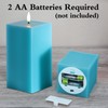 Girimax Turquoise Blue Square Ribbed Flameless Candles with Remote, Flickering