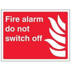 V Safety Fire Alarm Do Not Switch Off - Landscape 200 x 150 mm - 3mm Brushed Aluminium Composite Safety Sign