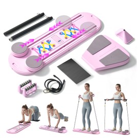 Maksone Pilates Board, Portable Foldable Reformer Training Set for Full-Body Workouts, 6-in-1 Versatile Kit with Multifunctional Ab Roller, Home Core Workout Equipment