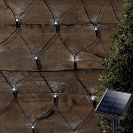 Solar Led Net Lights,9.8ft x 6.6ft 200 LEDs Net Mesh Tree-wrap Lights,Dark Green Cable,8 Modes Outdoor String Decorative Lights for Window Wall Sweetheart Table Background Camping Beach - White