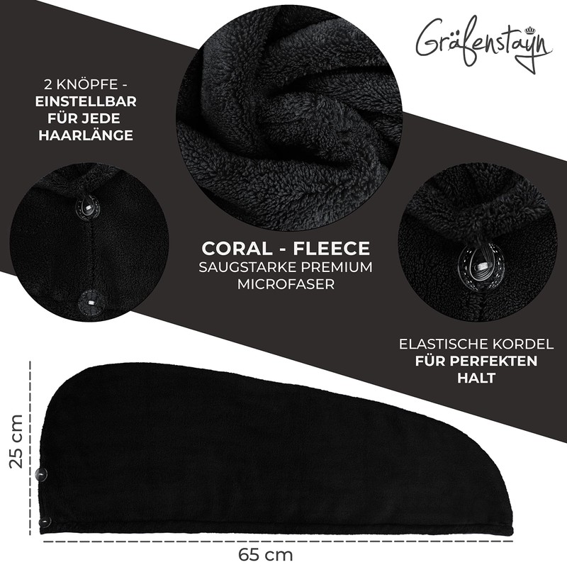 Gräfenstayn Set of 3 Hair Turban Made of Coral Fleece