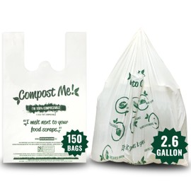 Refresh Packaging Compost Bags - 100% Certified Kitchen Garbage Bag for Shopping & Grocery - Green Bin Bags with Handles - 30 Pack