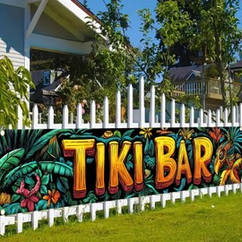 BlissYard Hawaiian Tiki Bar Banner Hello Summer Tropical Theme Party Supplies Decor 118 x 20 inch Hawaiian Party Backdrop Decorations Photo Booth Props Indoor Outdoor House Bar Banner