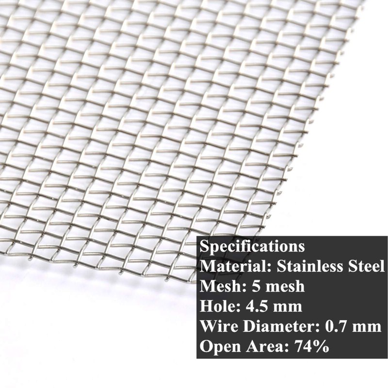 TIMESETL 2 Pack 304 Stainless Steel Woven Wire 5 Mesh,