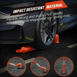 RoadHero 45 Inch Delineator Post with Base, Portable Orange Traffic Delineator Posts Cones with Reflective Collars for Parking Lots, Road Safety, Construction Events 6 Pack