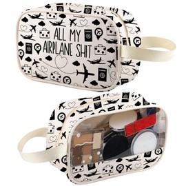 XYANFA Flight Attendant Makeup Bag All My Airplane Sh*t Accessory Pouch Traveler Cosmetic Bag Airplane Travel Toiletry Organizer Cosmetic Bag (AIRPLANE tm)