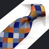 SHLAX&WING Men's Floral Pattern Checkered Necktie, Wedding, Silk Check, 3.5"