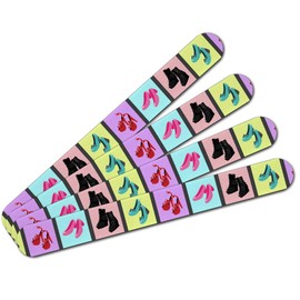 Cute Shoes Pattern Heels Boots Wedges Maryjanes Set Double-Sided Nail File Emery Board Set 4 Pack
