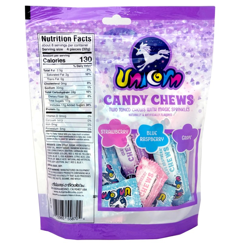 Adams & Brooks, Inc. Unicorn Candy Chews Individually Wrapped Unicorn