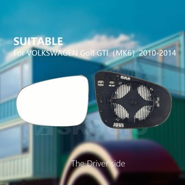 Driver Side Mirror Replacement Glass for VOLKSWAGEN Golf GTI (MK6) 2010-2014,Backing Plate Power Heated Left Side View Mirror Glass for VW Golf GTI (MK6) 2010 2011 2012 2013 2014