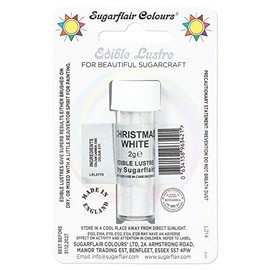 Sugarflair Christmas White Edible Lustre Dust, Add a Lustrous Shine to Cakes or Decorations. Brush On or Add Rejuvenator to Create Eye-Catching Edible Paint, Gives Shine to Your Bakes - 2g