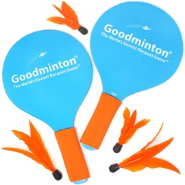 Goodminton Badminton Paddle Game (4 Wings, 2 Racquets, Mesh Bag Set), Outdoor, Lightweight, Toy, Family Sports