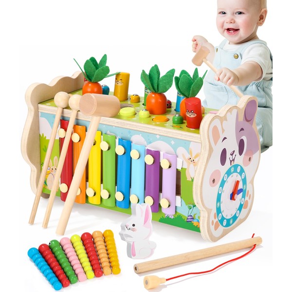SOBEAU 8 in 1 Wooden Toy Hammer Game from 1