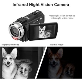 ORDRO Camcorders HDV-V12 HD 1080P Video Camera Recorder Infrared Night Vision Camera Camcorders with 16G Memory Card and 2 Batteries
